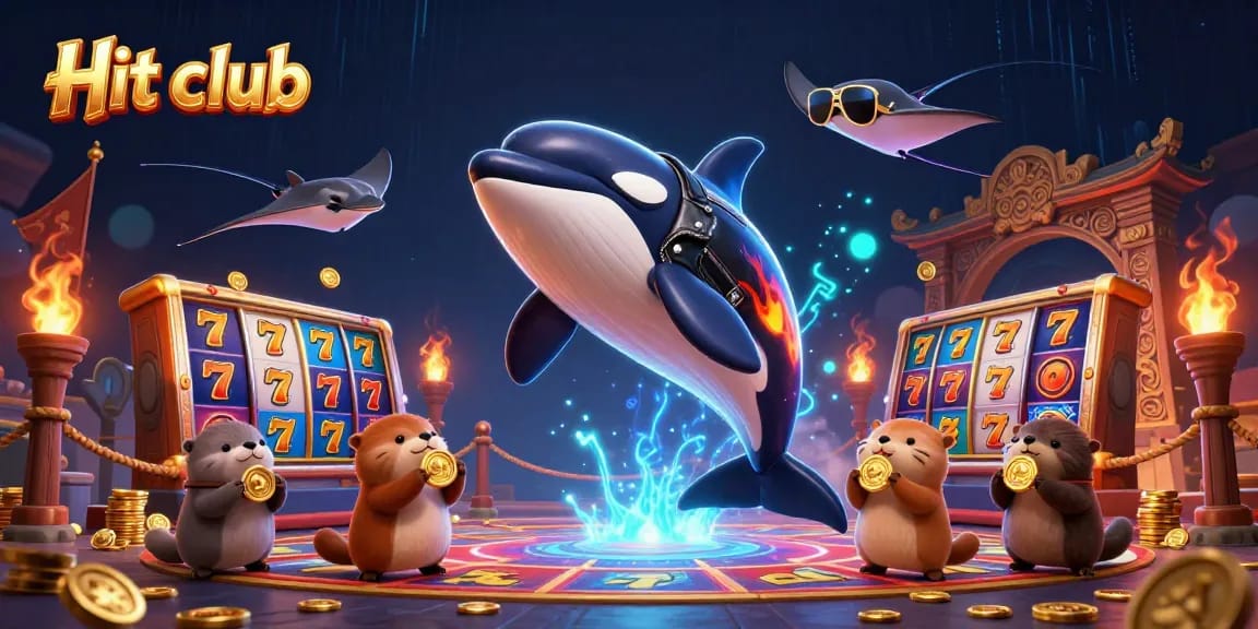 Experience thrilling wins at Hit club with a vibrant 3D casino scene featuring exciting characters and dynamic elements.