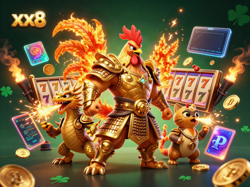 Experience thrilling gameplay at xx8 with dynamic cartoon characters in a rich casino setting.