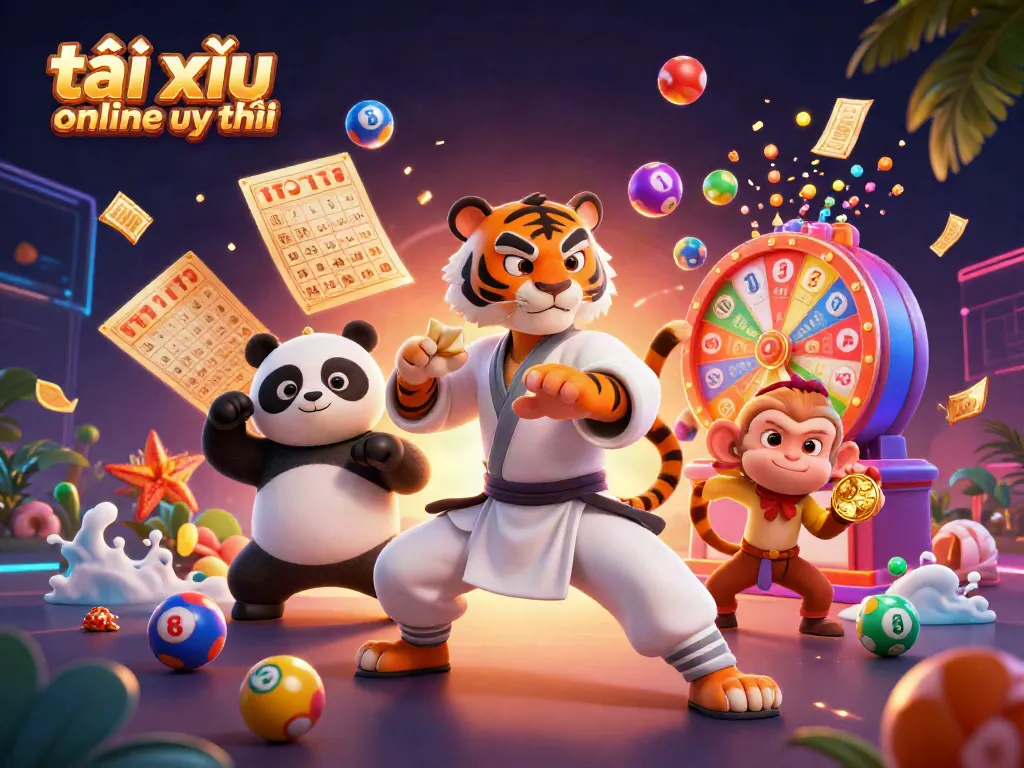 Tài xỉu online uy tín scene featuring characters celebrating a winning moment in a colorful and engaging atmosphere.