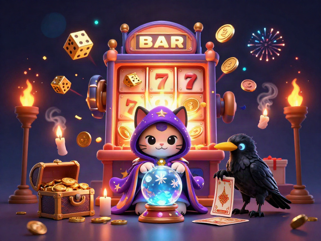 Experience thrilling adventures at 78WIN with a vibrant casino scene bursting with excitement and magical elements.