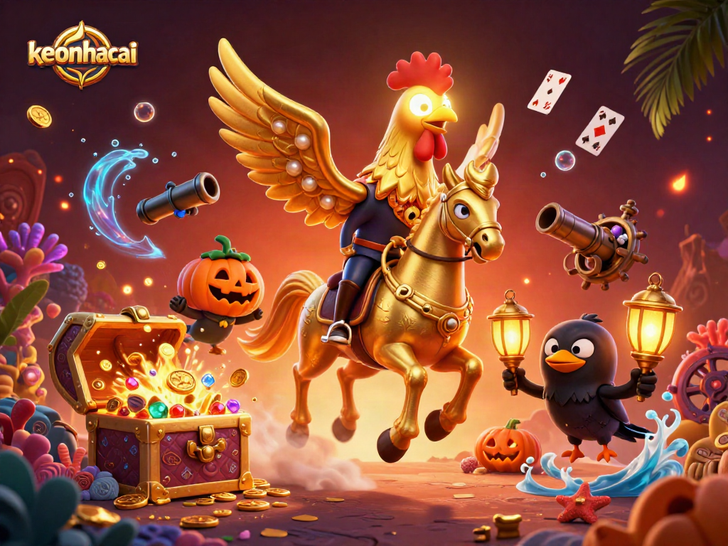 Engage with keonhacai and experience thrilling casino adventures in a vibrant, dynamic 3D scene.