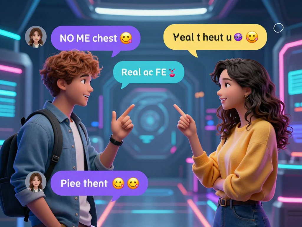 Engaged users in a dynamic nsfw ai chat setting with interactive avatars and vibrant digital elements.
