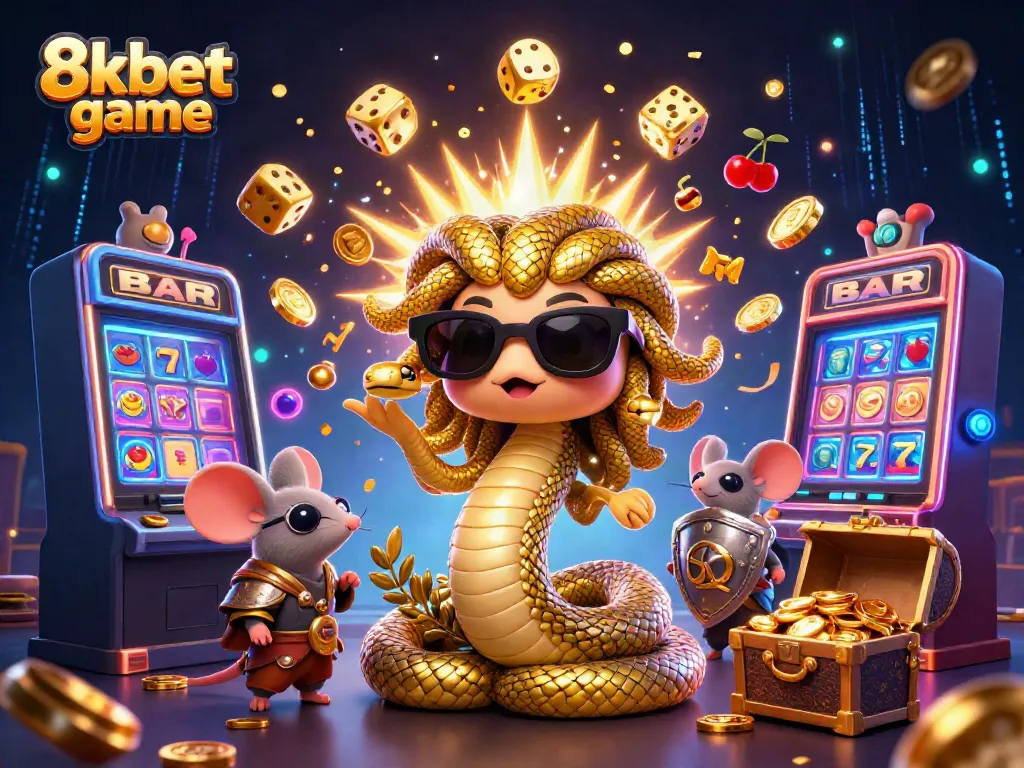 Experience the excitement of 8xbet game with dynamic characters and casino elements bursting with energy and color.