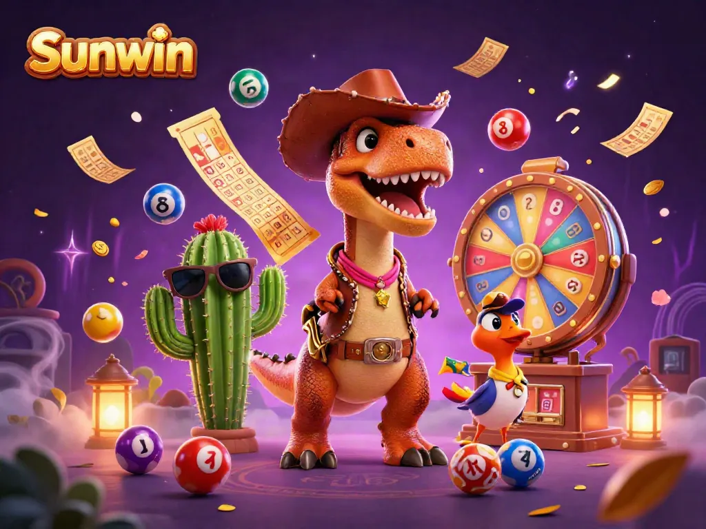 Experience thrilling gameplay with Sunwin's vibrant 3D illustration featuring exciting casino elements.