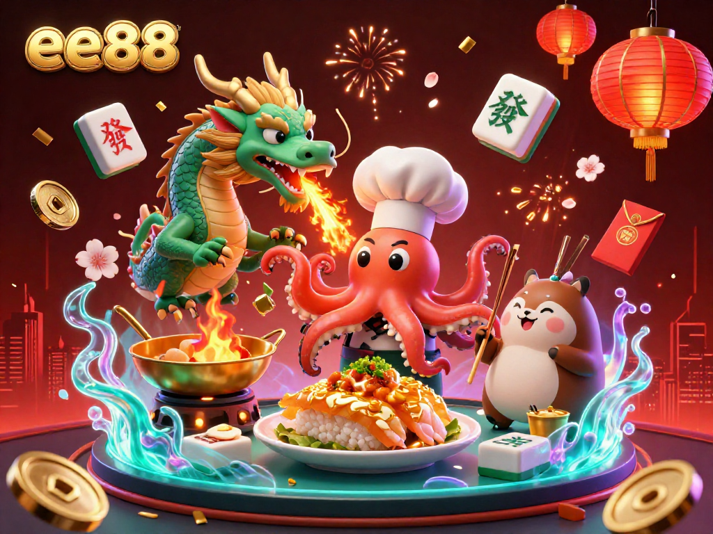 Experience the thrilling offerings of ee88 with an engaging 3D casino illustration featuring vibrant elements