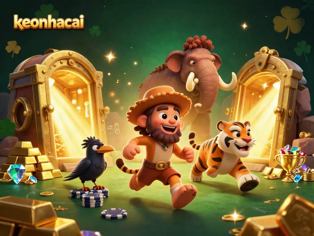 Experience exciting wins with keonhacai in this vibrant prehistoric casino scene