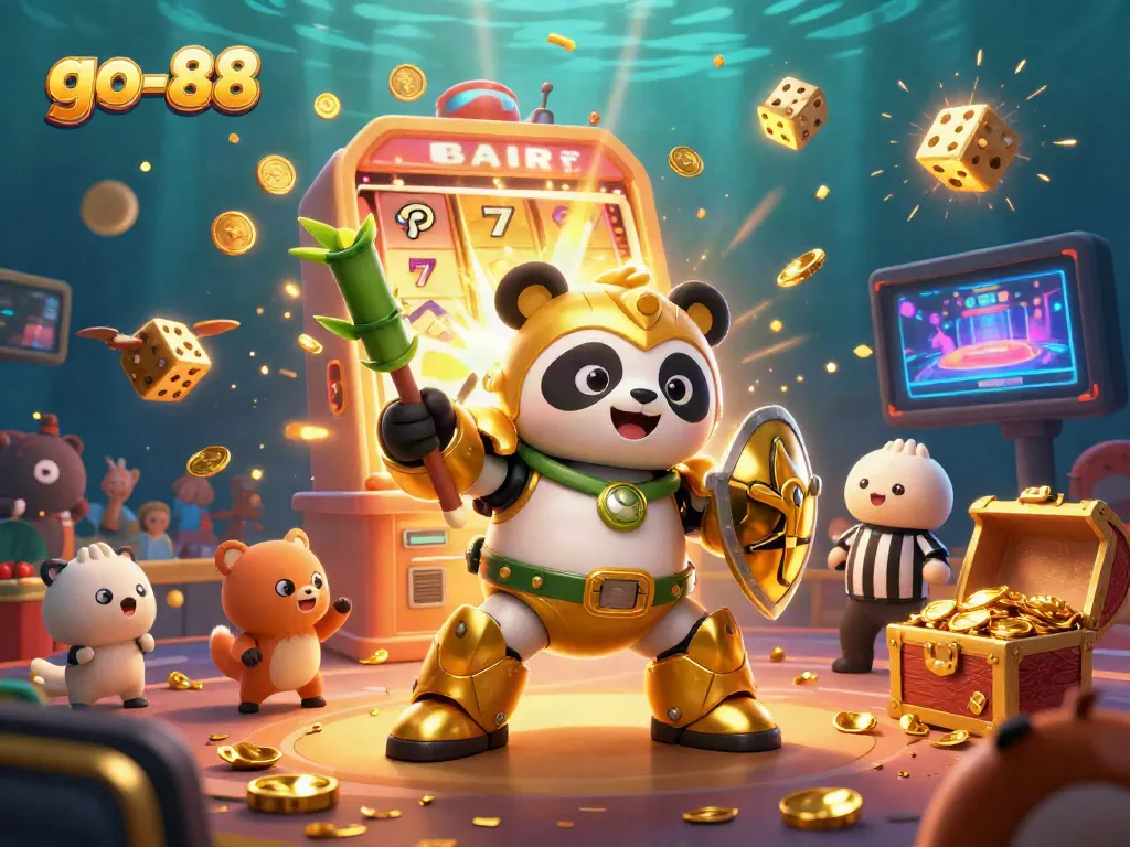 Experience the thrill of go-88's unique casino gaming with an explosive jackpot scene filled with vibrant characters and festive elements.