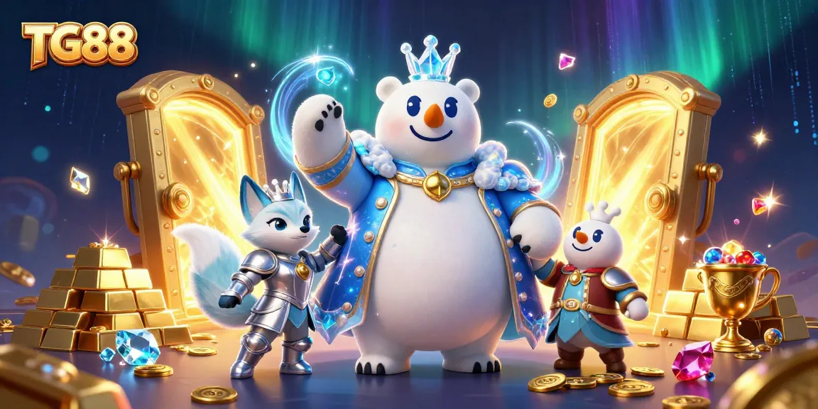 Experience the thrill of TG88 with vibrant gaming elements and characters in a dazzling casino setting.