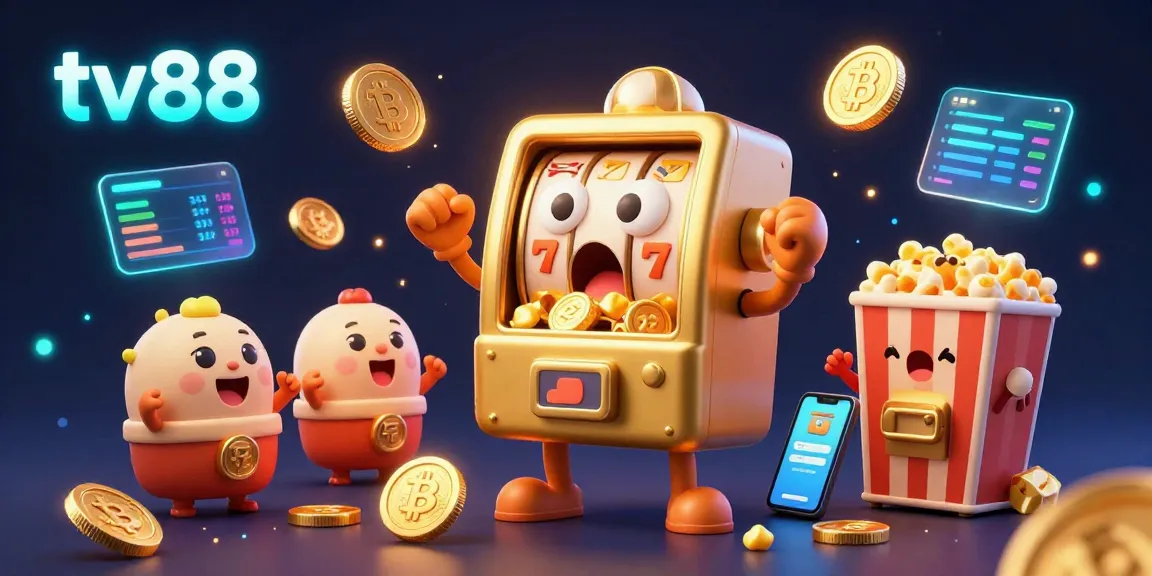Engage with the thrilling jackpot excitement at tv88 in this vibrant casino scene featuring gold coins raining down.