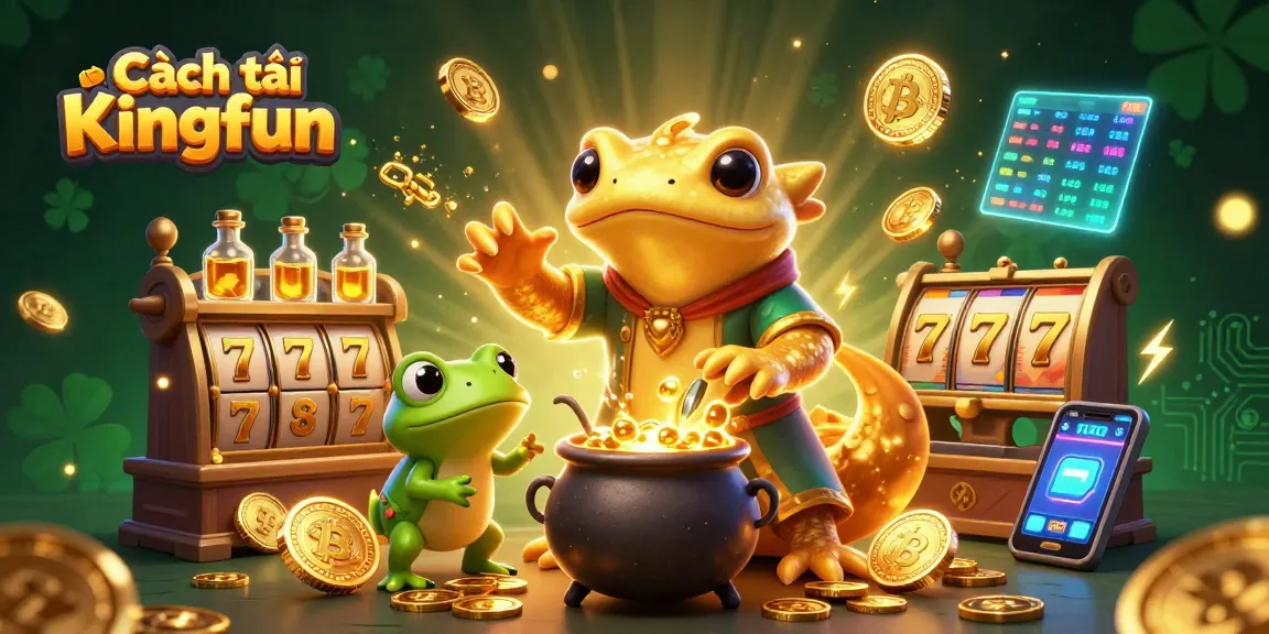 Spin and earn with Cách tải Kingfun app featuring rich gaming elements and vibrant 3D characters.