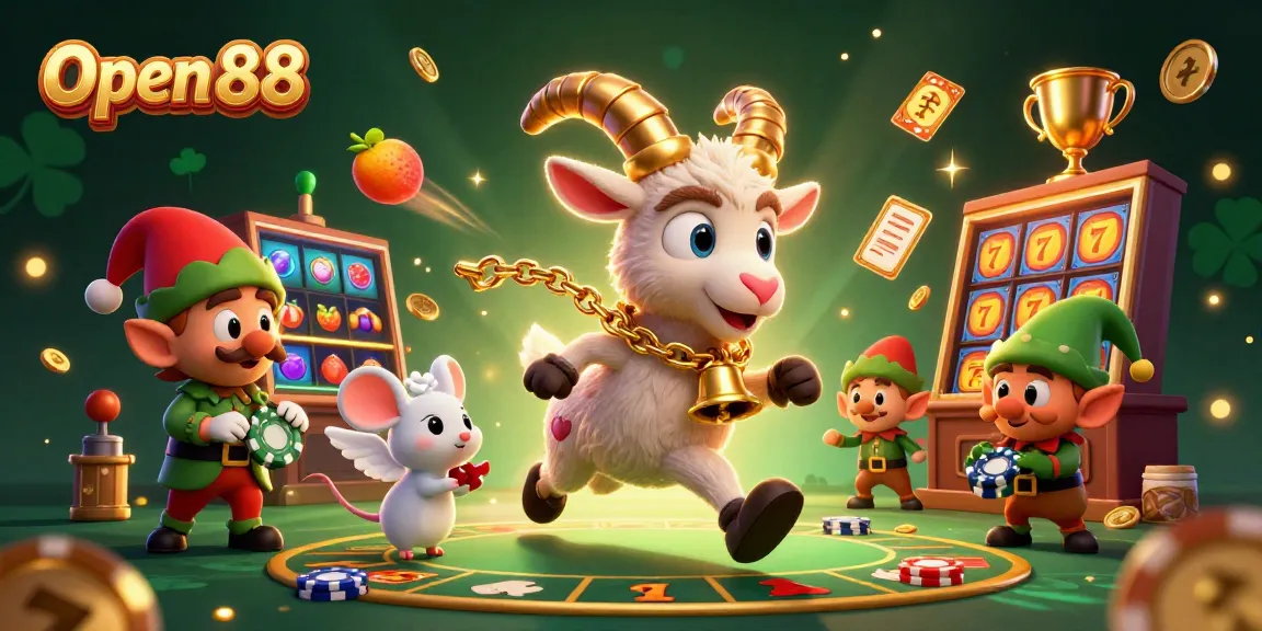 Spin the reels and win big with Open 88 in this festive casino scene!