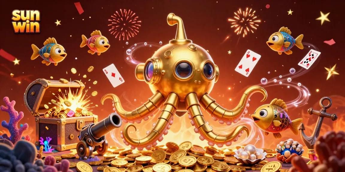 Experience thrilling games at sun win with a magical kraken submarine uncovering treasure chests of gold coins.