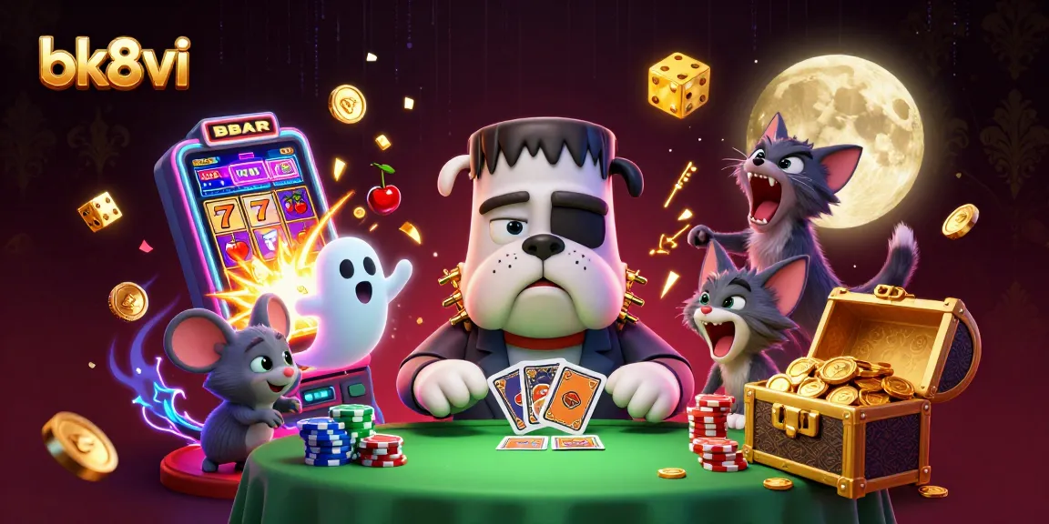 Engage in thrilling gameplay at bk8vi with a lively 3D casino scene featuring unique characters and vibrant game elements.
