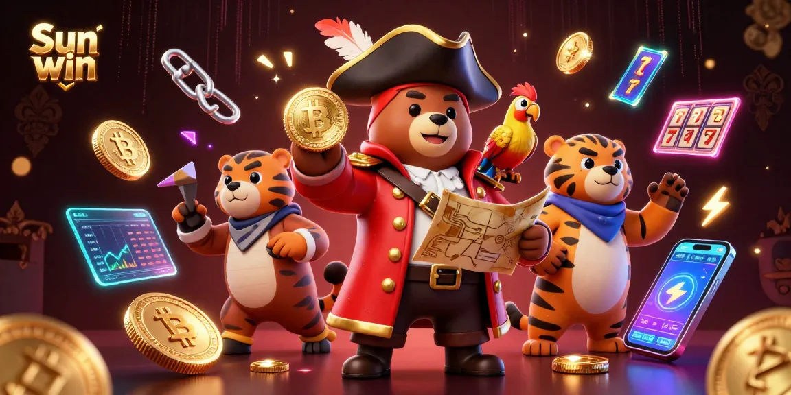 Engage in thrilling games with Sun win featuring a dynamic pirate bear and casino elements.