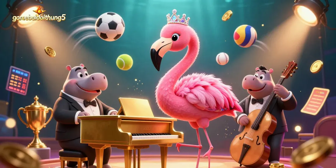 Experience thrilling action with gamebaidoithuong5 in this vibrant casino illustration filled with energy.