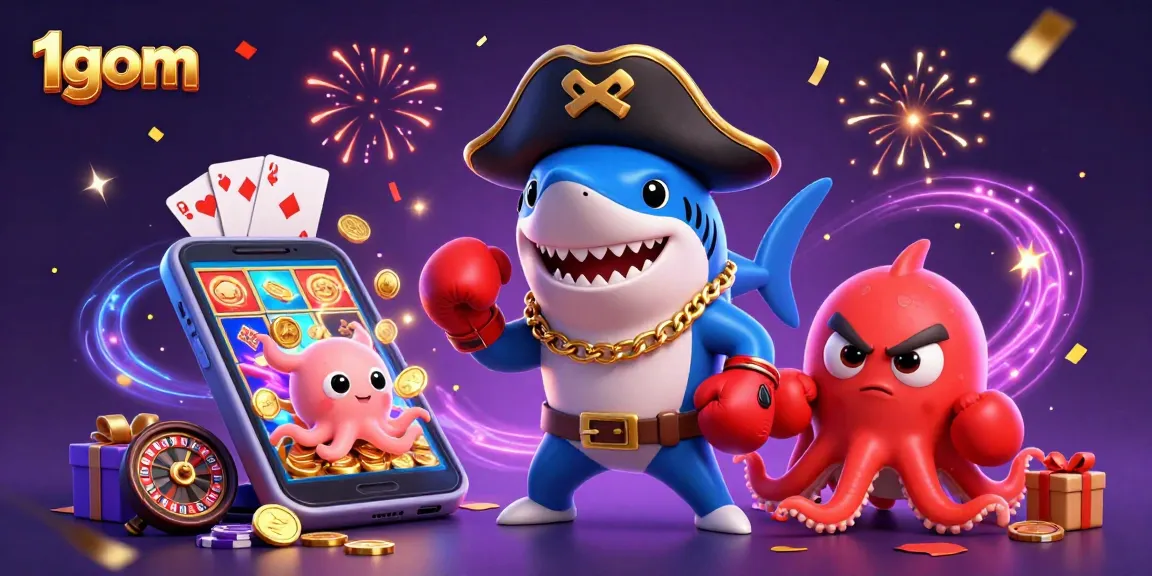 1gom engages users with casino excitement featuring colorful slot games and gold coins.