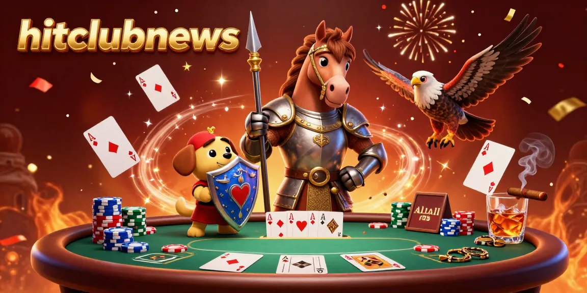 Experience thrilling poker action at hitclubnews with a knight and squire amid colorful chips and confetti.
