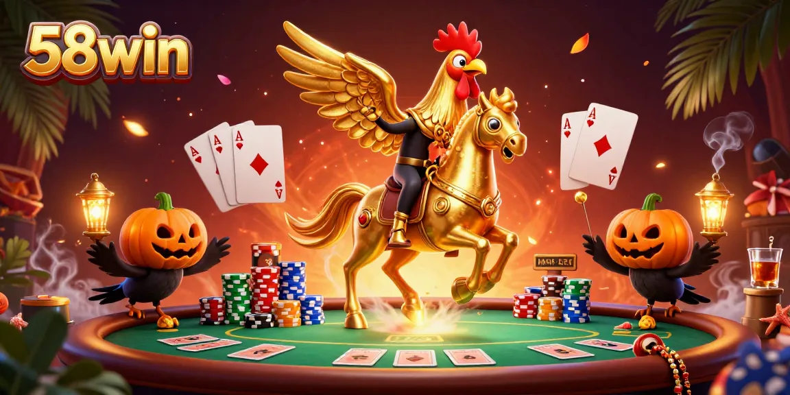 Experience thrilling gameplay with 58win as the golden rooster leads the midnight casino adventure.