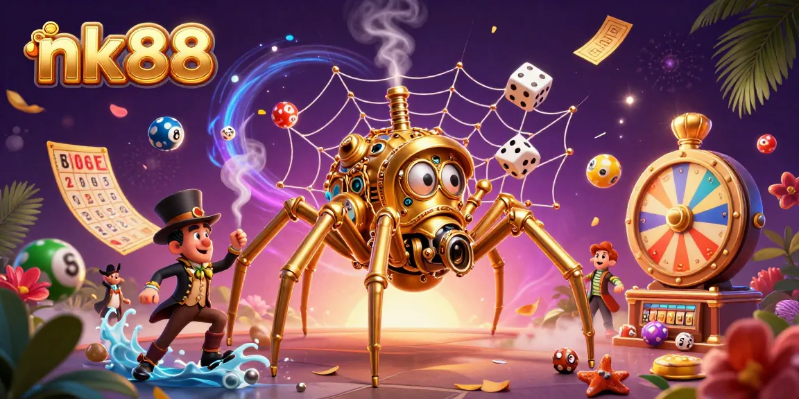 Experience thrilling moments with nk88 in a dynamic 3D casino illustration featuring vibrant game elements.
