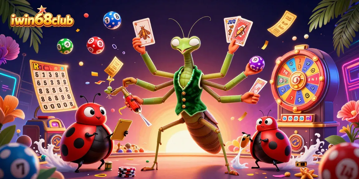 Join the iwin68club gaming experience with dynamic casino action featuring vibrant lottery balls and engaging characters.
