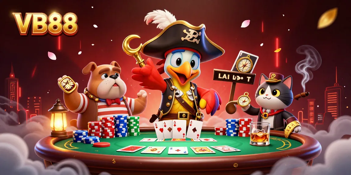 Engage with VB88's thrilling poker action crowned by a 3D pirate captain and friends.