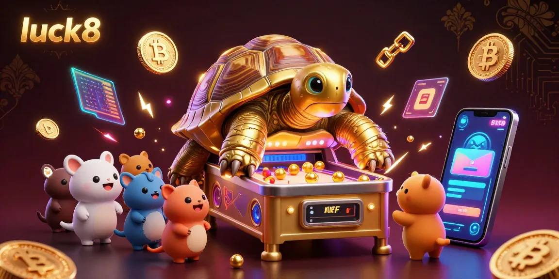 Experience excitement at luck8 with gaming and crypto elements in a vibrant 3D casino scene.