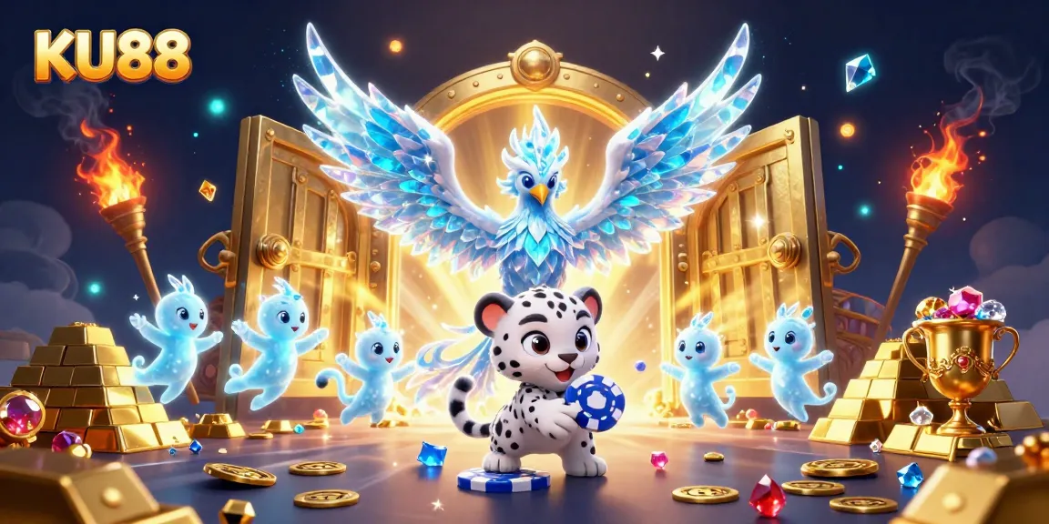 Experience the excitement of KU88 with this captivating 3D illustration featuring vibrant casino elements.