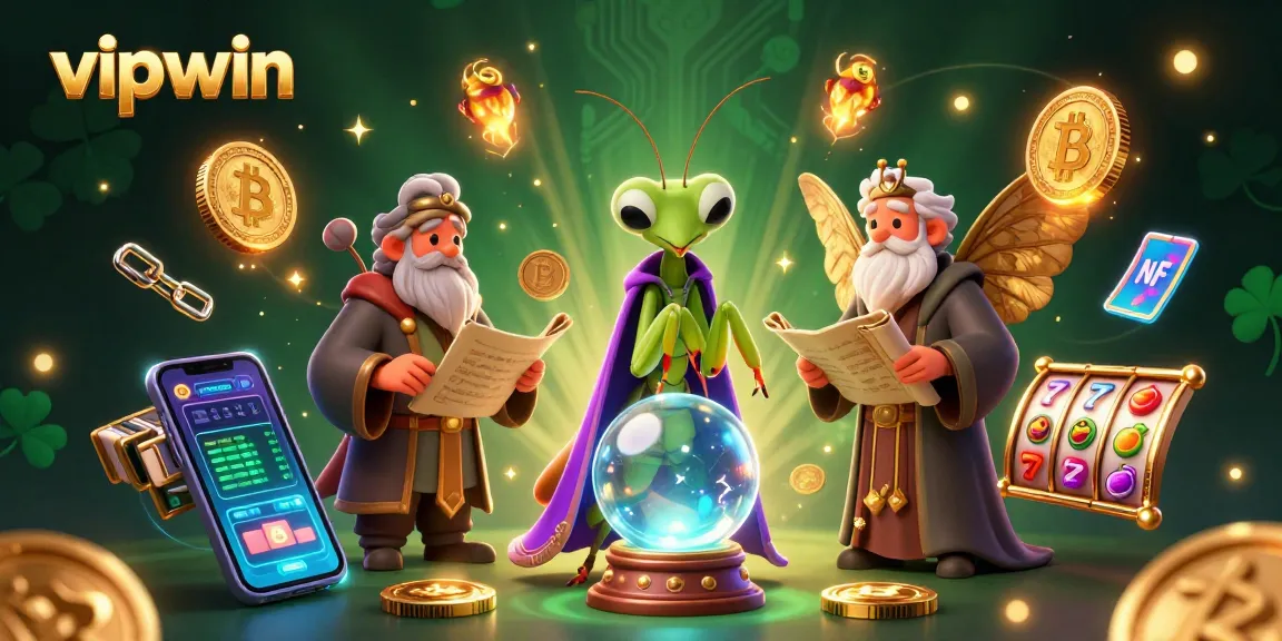 Engage in the immersive world of vipwin with a vibrant casino scene featuring a mystic fortune teller and ancient elements.