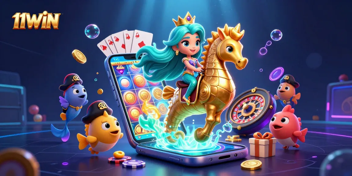 Experience thrilling gameplay with 11WIN in this vibrant 3D casino illustration featuring exciting elements.