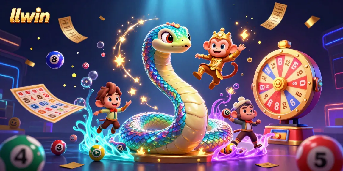 Experience exciting fun with LLWIN as vibrant lottery balls bounce and magical light trails enchant.