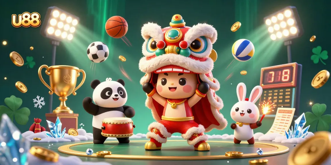 Join the excitement at u88 with vibrant casino games and animations featuring lively characters and dynamic sports elements.