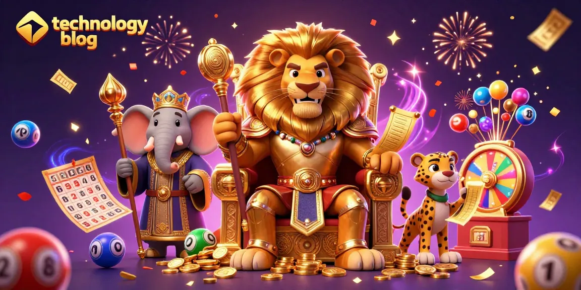 Engage with the thrilling technology blog scene featuring dynamic lottery games and cheerful casino elements.